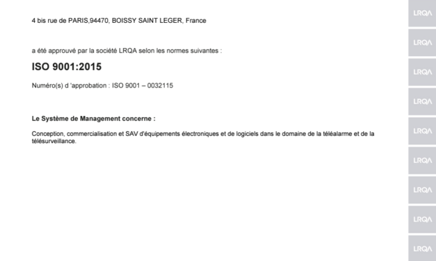 🌟 Nous sommes fiers d’annoncer le renouvellement pour 3 ans de notre certification LRQA 9001:2015 ! 🌟